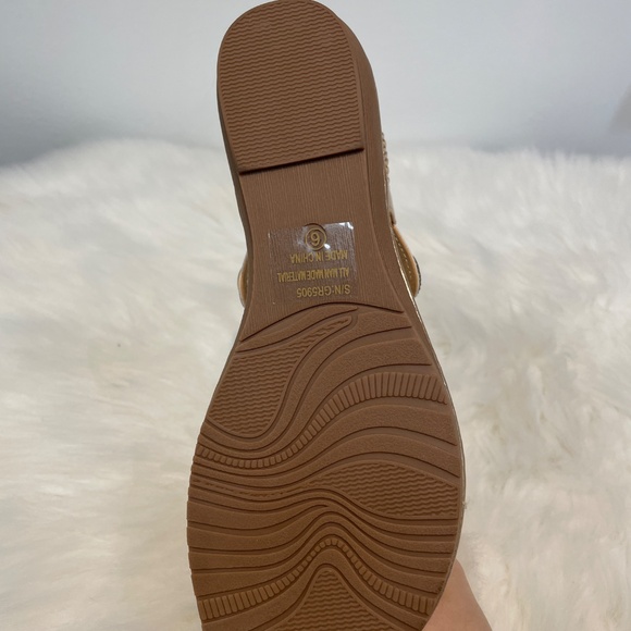 Rhinestone Sandals T-Strap Buckle Bohemian Pearl Crystal Flat Sandals 5905 - Picture 6 of 6